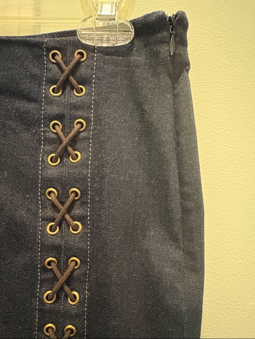 Lauren Ralph Lauren Navy Denim Lace-Up Pencil Skirt Size 2 - Picture 2 of 7